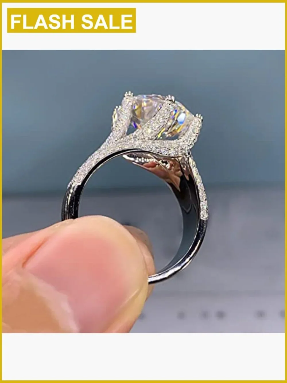 5 Carat D Color VVS1 Moissanite Solitaire Engagement Ring 925 Sterling Silver